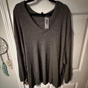 NWT Torrid Hacci Rib VNeck Oversized Sweatshirt
